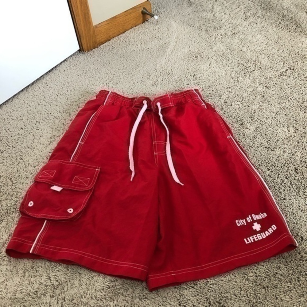 Men’s size small lifeguard swim trunks City of Omaha.